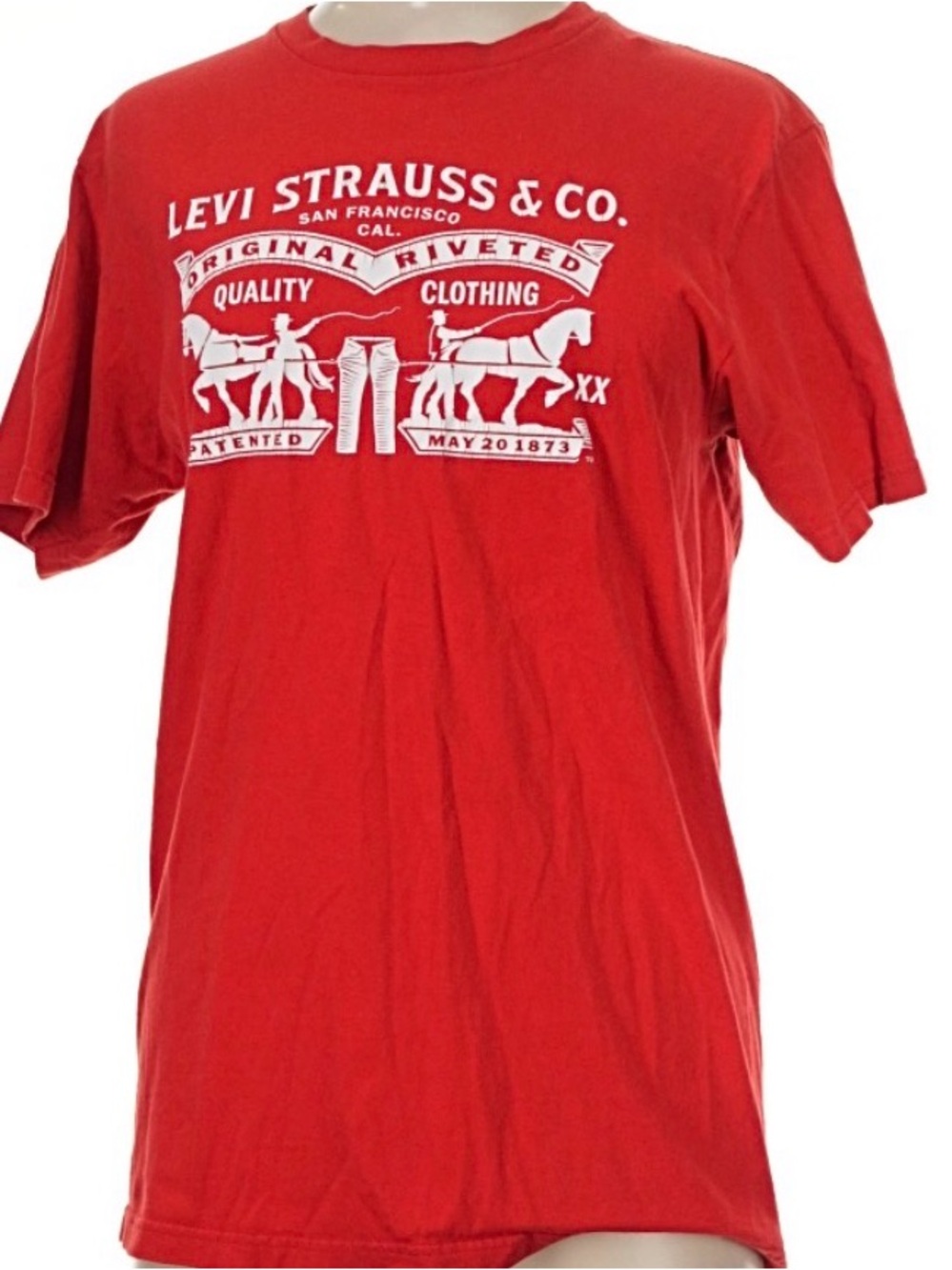 Red Levi's Two-Horse Graphic T-Shirt Men’s size Large